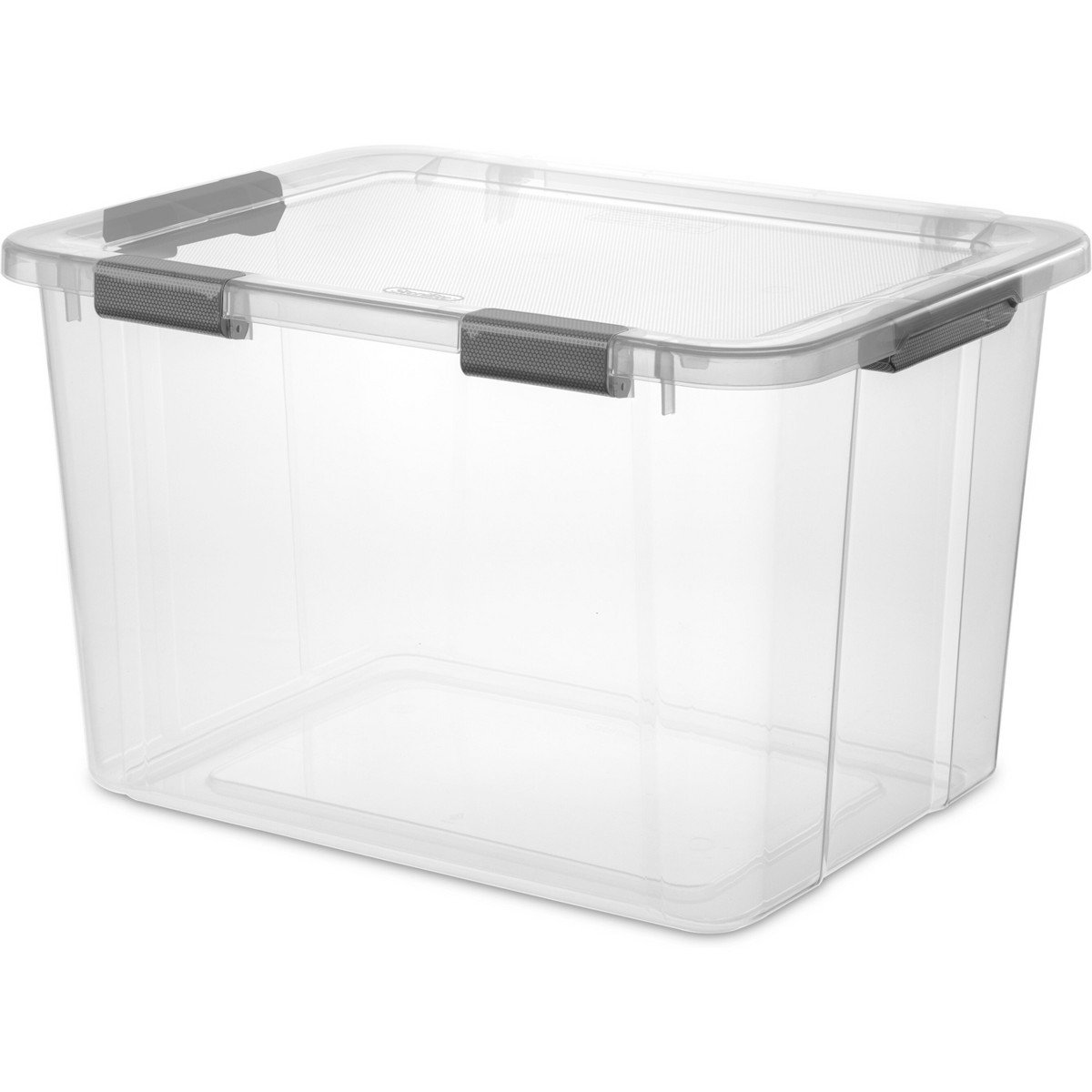 GUEST_8f49b8f0-0059-4faa-9cb9-516364217595.jpg Sterilite 80qt Hinged Lid Latch Box: Plastic Storage Bin, Portable, Stackable, Transparent, Built-In Handles - Image 1