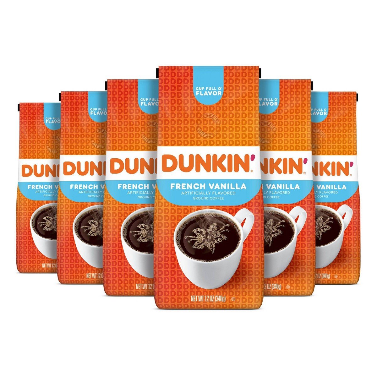 GUEST_8f9420cf-675c-4795-b0e3-c4bb97f35763.jpg Dunkin' Donuts 6 Pack/12oz Each French Vanilla Flavored Medium Roast Ground Coffee - Image 1