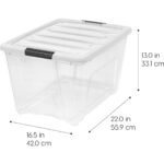 IRIS 54 Qt Stackable Plastic Storage Bins with Lids- Clear/White, 6Pk - Image 4