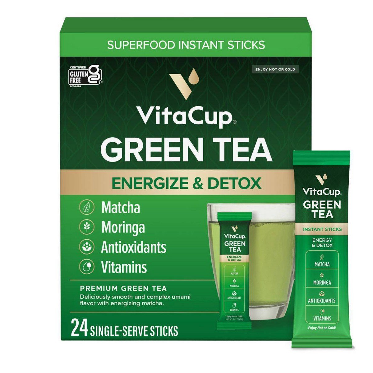 GUEST_912217e8-ca39-42a7-b2c7-9bced888b446.jpg VitaCup Green Tea Instant Sticks - 24ct: Caffeinated - Image 1