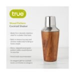 True Stainless Steel Cocktail Shaker with Built-in Strainer & Jigger Cap, Drink Mixer for Vodka Cocktails, Margaritas, Martinis, 20 oz, Wood Pattern - Image 3
