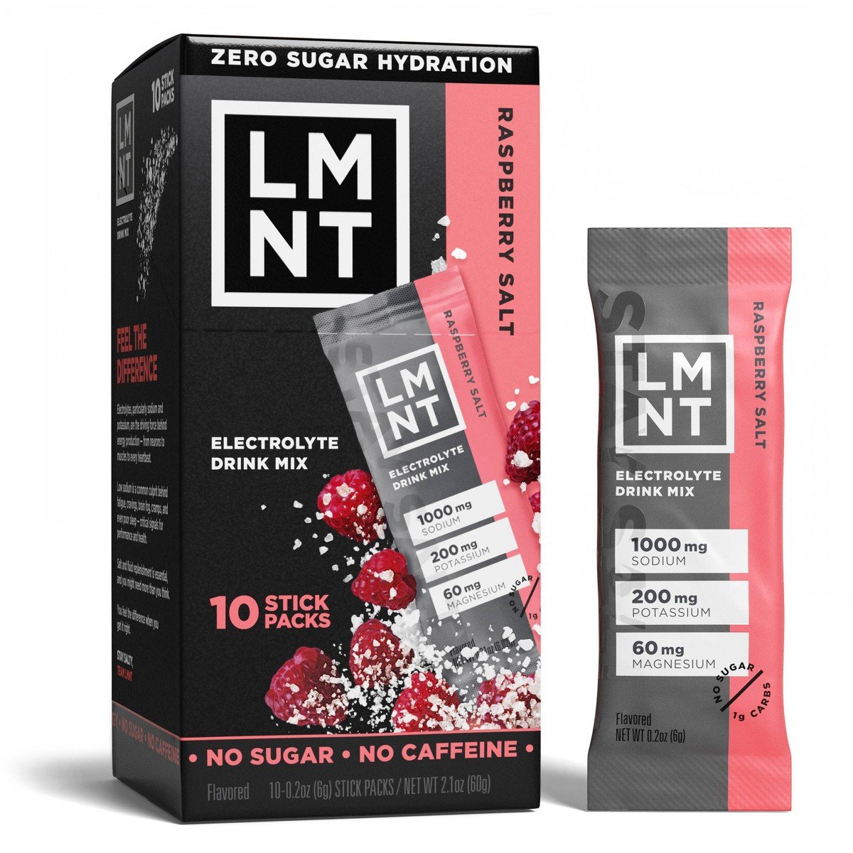 GUEST_9212b208-34d0-45a9-95c6-d95bdfd88603.jpg LMNT Zero-Sugar Electrolytes Drink - Raspberry Salt - 2.1oz/10ct: Hydration Powder, Non-Caffeinated Mix - Image 1