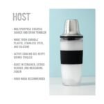 Host Freeze Cocktail Shaker, 20oz Drink Tumbler with Built-in Citrus Reamer, Strainer, Jigger Cap for Travel, Outdoor Party, Stainless Steel & Plastic - Image 3