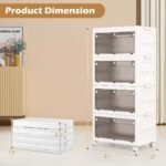 Costway 4-Tier Stackable Storage Bins 44-gal Collapsible Storage Boxes with Lid Organizer - Image 3