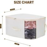 Canvas Storage Bags with Zipper, 2-Pack Large Comforter Organizer with Window & Handles for Blankets, Closet, Dorm,white - Image 3
