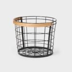Metal Wire Bin with Wood Handle Black - Brightroom™