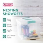 Sterilite Large Nesting ShowOffs Stackable Storage Bin, Latching Organizer Tote with Handle, Plastic Box for File Organization, Clear, 12-Pack - Image 3