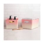 Isaac Jacobs 2pk 7"x8.11" Decorative Storage Ombre Bin Pink - Image 2