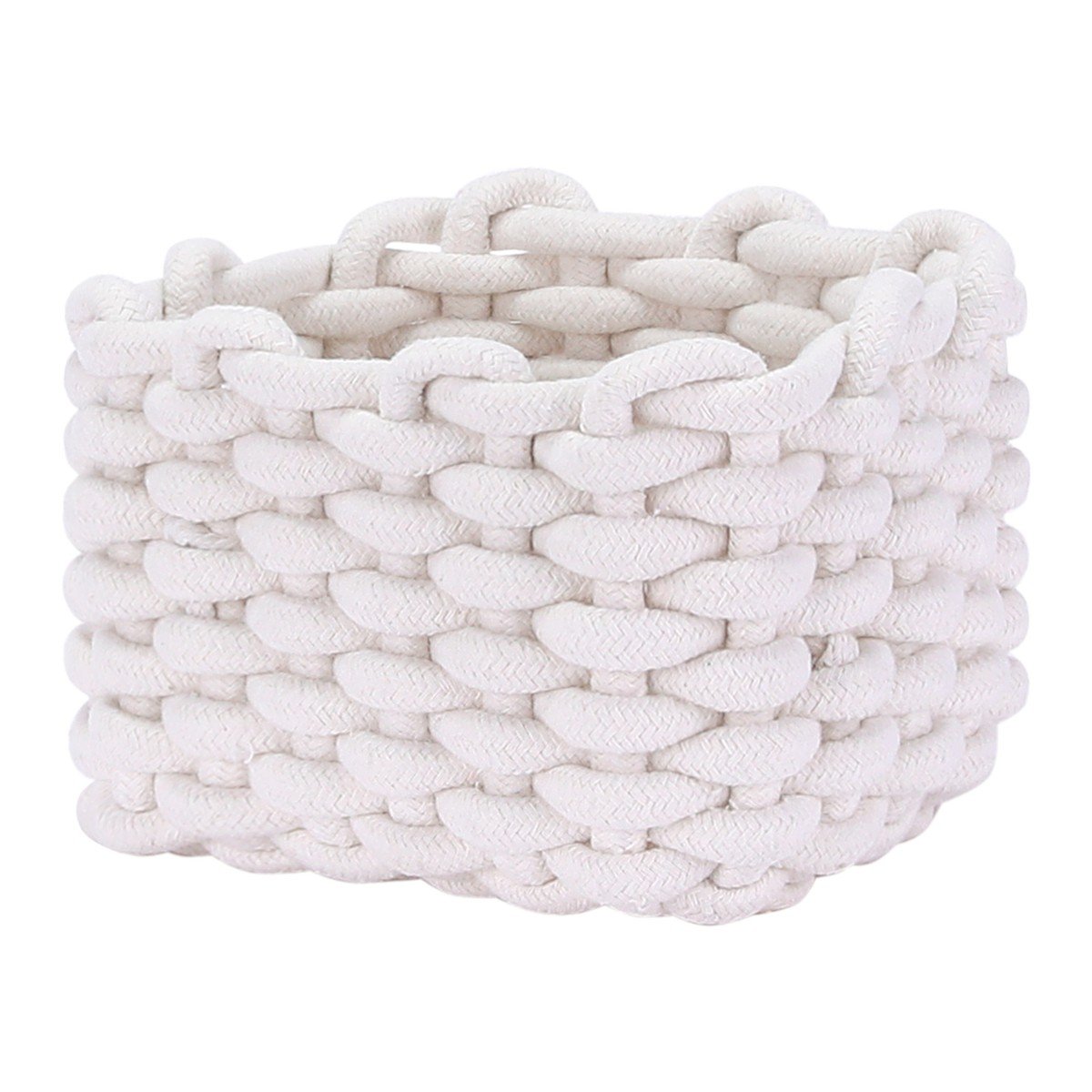 GUEST_945abb3f-85ae-4854-ab62-76c091d19965.jpg Unique Bargains Handcrafted Odorless Cotton Rope Chic Decorative Storage Basket White - Image 1