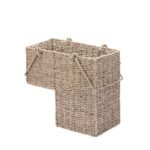 Hastings Home 14-Inch Woven Seagrass Wicker Staircase Basket with Handles