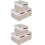 REGALWOVEN Storage Cube 6 Pcs Cotton Storage Bin with Handles, Collapsible Storage BasketKhaki 15*11*9.4in