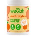 Wellah Electrolytes Powder (Peach Clementine) 50 Servings - Hydration Drink Mix, 7 Vitamins & Minerals, Zero Sugar