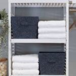 Household Essentials Set of 2 Tapered Fabric Hard Sided Storage Bins with Cloth Handles Denim - Image 3