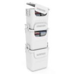 Costway 3 PCS Plastic Storage Bins with Front Door & Side Handles for Kitchen, Bedroom White