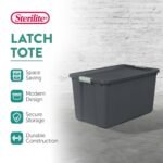 Sterilite 12 Pack 34 Gal Latch Tote, Stackable Plastic Storage Bin, Gray/Green - Image 2