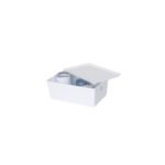 YBM Home Small White Plastic Storage Bin with Lid (2140) - Image 4