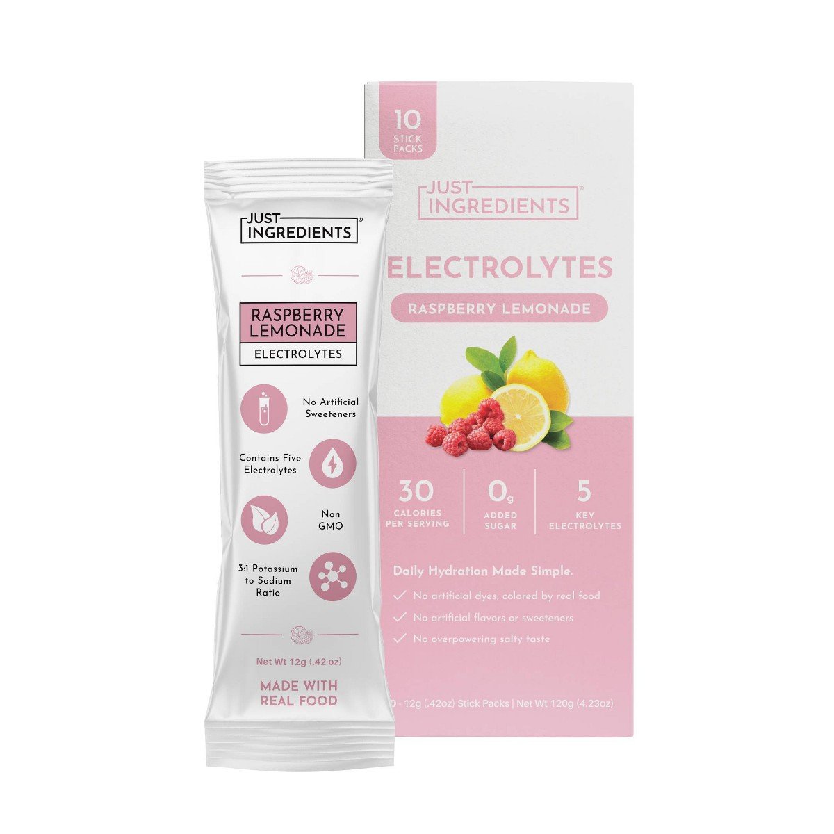 GUEST_9918eb37-a216-42e0-889e-1eff57e0a45a.jpg Just Ingredients Electrolytes Drink Mix - Raspberry Lemonade - 4.23oz/10ct - Image 1