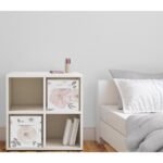 Sweet Jojo Designs Fabric Storage Bins Set Floral Watercolor Pink Grey and White - Image 3