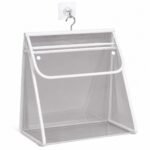 Alilang Clear Hanging Wall Storage Bag with Snap Flap Hook Bathroom Organizer - White