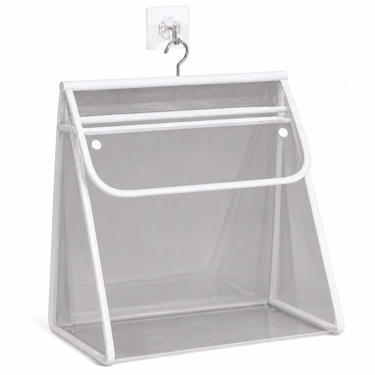 GUEST_9995f617-a398-4f63-b316-22739654a71c.jpg Alilang Clear Hanging Wall Storage Bag with Snap Flap Hook Bathroom Organizer - White - Image 1