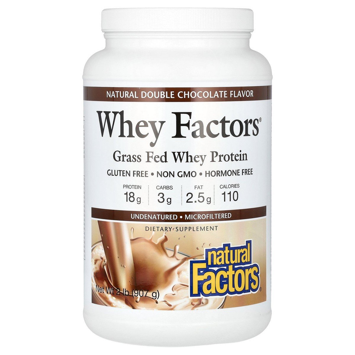 GUEST_9a7deb08-6b99-4968-a58d-79c555c5be4e.jpg Natural Factors Whey Factors, Grass Fed Whey Protein, Natural Double Chocolate, 2 lb (907 g) - Image 1