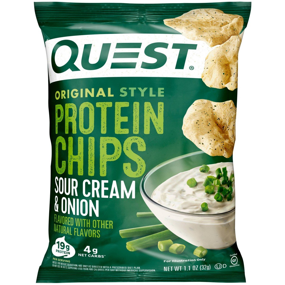 GUEST_9b1c56b9-fd9d-490a-88d1-bf802a18aa6f.jpg Quest Nutrition Protein Chips - Sour Cream & Onion - 1.1oz: 1 Pack, 19g Protein, Ready to Eat - Image 1