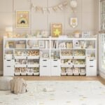 BALHAM TRADE-55" Toy Storage Organizer with Drawers and Removable Bins Ideal for Playroom Grey 11.8"D x 55"W x 46"H - Image 4