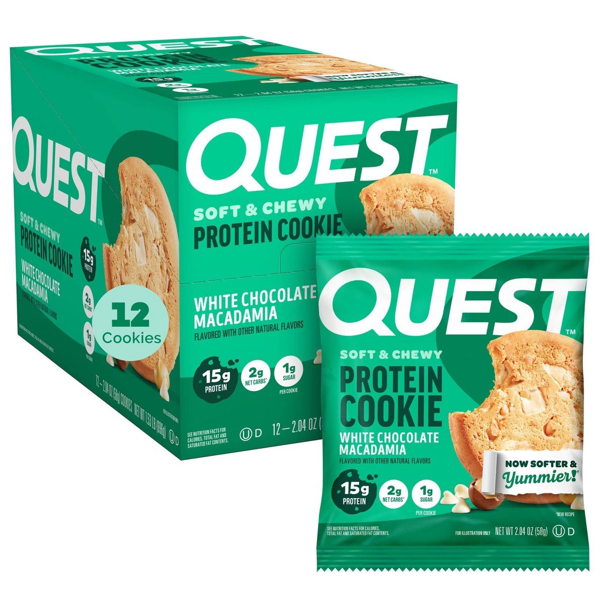 GUEST_9b6bd48a-727b-4c50-a7f5-fbcbace09d20.jpg Quest Nutrition White Macadamia Nut Cookies - Chocolate - 12ct: Ready to Eat, Protein Cookie, 12 Bars, 1.53oz Each - Image 1
