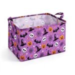 Alilang Halloween Fabric Storage Basket Foldable Organizer Bin with Handles, Purple