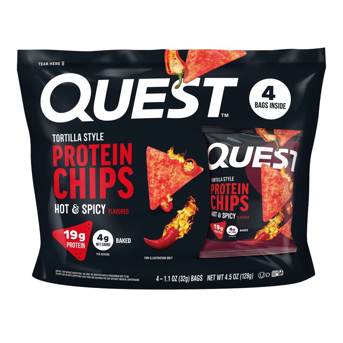 GUEST_9d2a8e28-962d-49ae-b02b-9c47ffc8eedc.jpg Quest Nutrition Hot & Spicy Chips Bag - 4.5oz/4ct: Protein Chips, Ready to Eat - Image 1