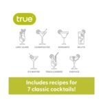 True Glass Cocktail Shaker with 7 Cocktail Recipes, Drink Shaker with Stainless Steel Jigger Cap and Strainer, Party Hosting Gifts, Home Bar, 13.5 oz - Image 5