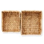 Casafield (Set of 2) Water Hyacinth Pantry Baskets with Handles - Natural, Medium and Large Size Woven Storage Baskets for Kitchen Shelves - Image 5