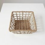 Alilang Open Weave Rattan Storage Basket with Reinforced Frame and Two-Tone Design -Khaki - Image 4