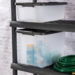 Sterilite 50Qt ShelfTote, Stackable Storage Bin with Latching Lid, Clear, 6 Pack - Image 5