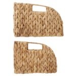 Casafield (Set of 2) Water Hyacinth Pantry Baskets with Handles - Natural, Medium and Large Size Woven Storage Baskets for Kitchen Shelves - Image 4