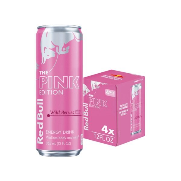Red Bull Pink Edition Energy Drink - Wild Berries - 4pk/12 fl oz Cans: Low Fat, No Artificial Flavors, Caffeinated