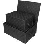 Sorbus 3 Pack Decorative Stackable Woven Basket with Lid and Built-in Rope Carry Handles - Great for Storage and Organization - Image 3