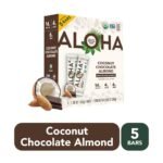 ALOHA Coconut Chocolate Almond Plant-Based Protein Bars - 14g Protein - 9.88oz/5ct: Dairy-Free, Organic