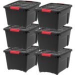 IRIS 32 Qt Plastic Stackable Storage Bin with Lid, Clear, Storage Organizer, 6Pk - Image 7