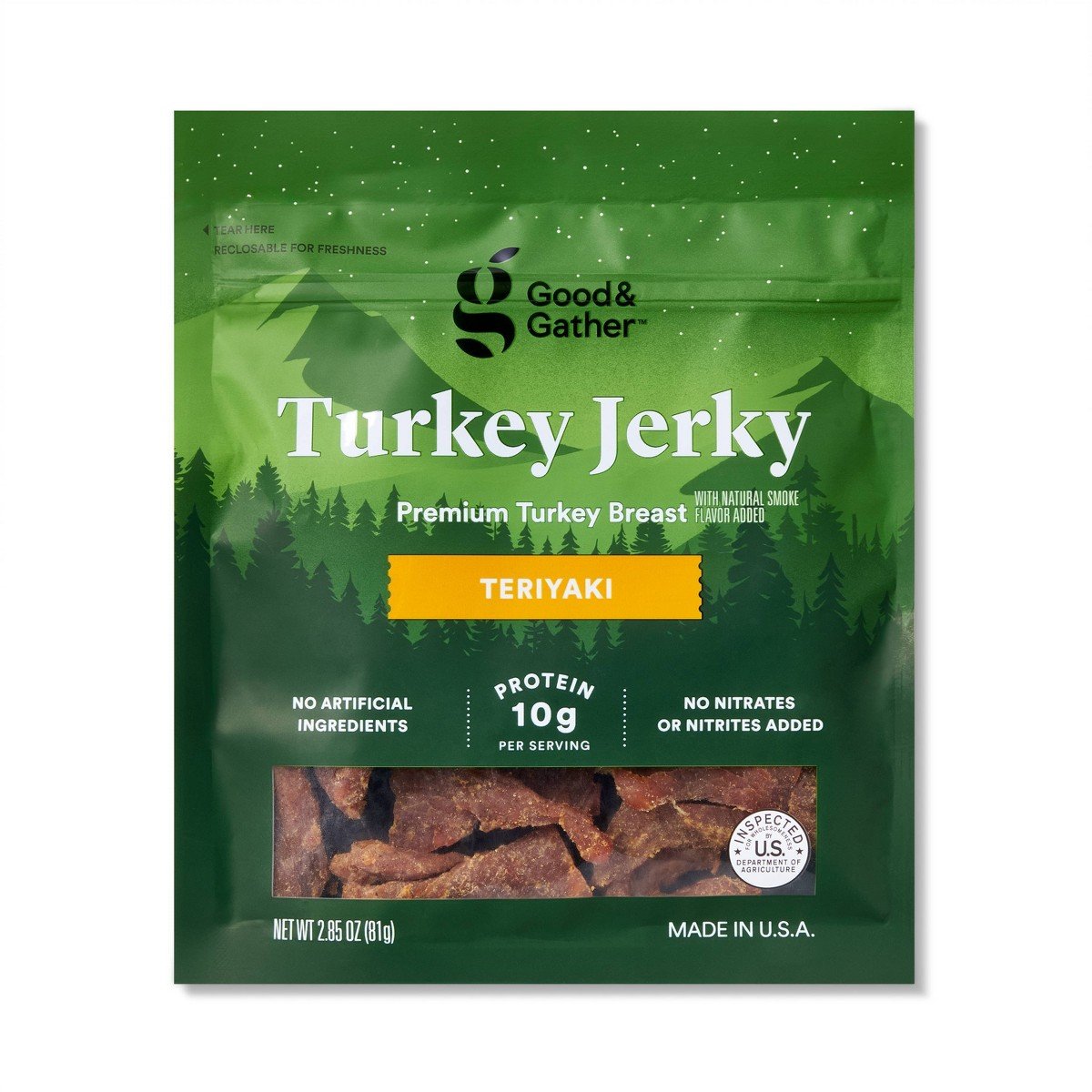 GUEST_a363800d-81c9-4096-b90f-c1d71fe0dcd1.jpg Teriyaki Turkey Jerky - 10g Protein - 2.85oz - Good & Gatherâ„¢ - Image 1