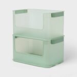 Click in Place 20.7qt Open Front Plastic Storage Bin for Home and Office Organization Green Tint - Brightroomâ„¢ - Image 5