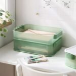Click in Place 6.7qt Shallow Plastic Storage Bin for Home and Office Organization Green Tint - Brightroom™ - Image 6