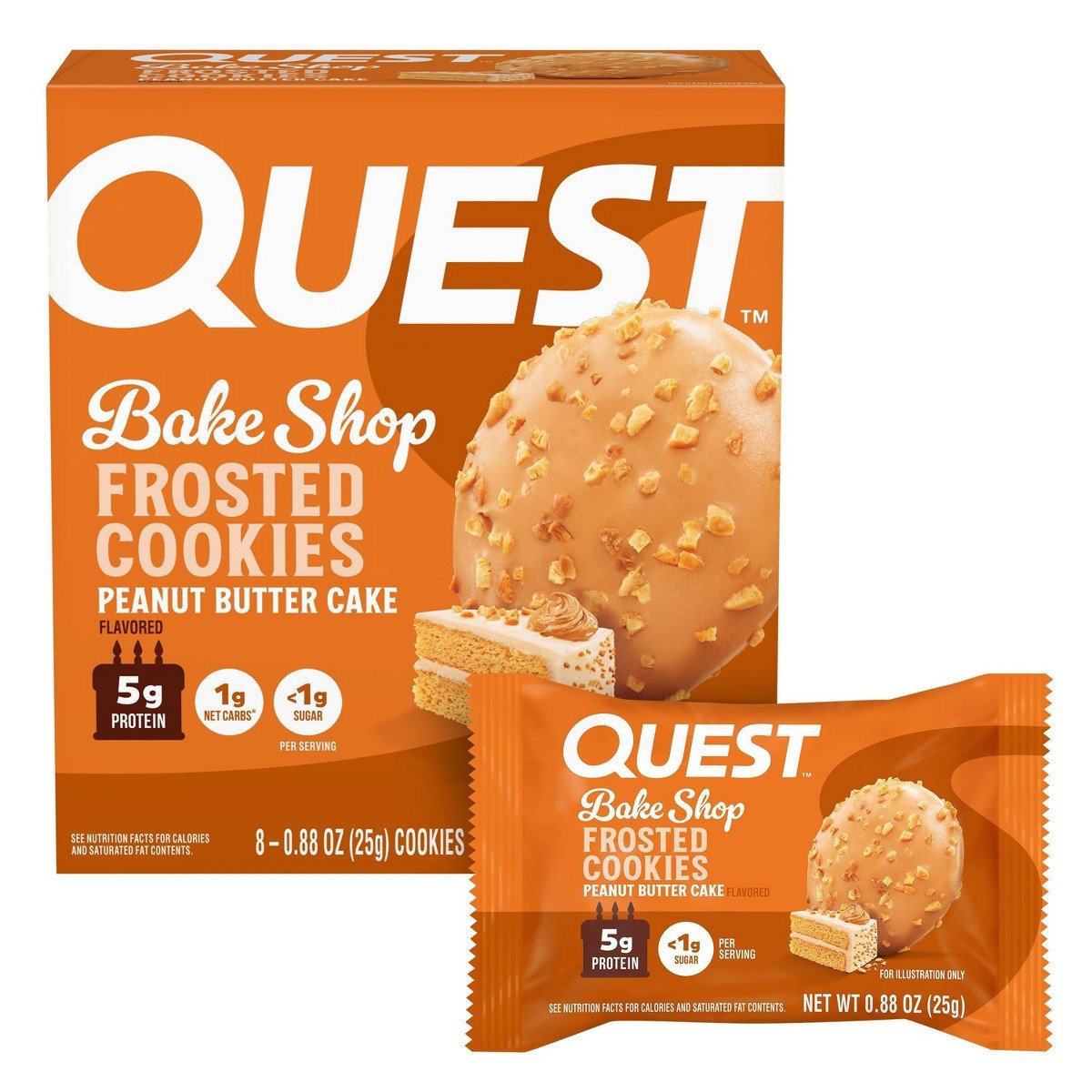 GUEST_a41e5d7f-80cd-410c-8f05-ce28ca846e93.jpg Quest Nutrition Bake Shop Peanut Butter Cake Flavor Frosted Cookies - 5g Protein - 7.04oz/8ct - Image 1