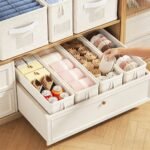 Alilang Storage Bin Linen Closet Organizer Basket Foldable Drawer Organizer for Clothes Socks Towels, White-S - Image 2