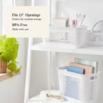 Narrow Medium Rounded Rectangle Decorative Plastic Bin with Cutout Handles White - Brightroomâ„¢ - Image 4