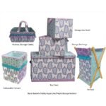 Bacati - Isabella Paisley Aqua/Lilac/Purple Fabric Storage Toy Chest - Image 3