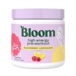 BLOOM NUTRITION High Energy Pre-Workout Supplement Powder - Raspberry Lemonade - 7.3oz/25 Servings