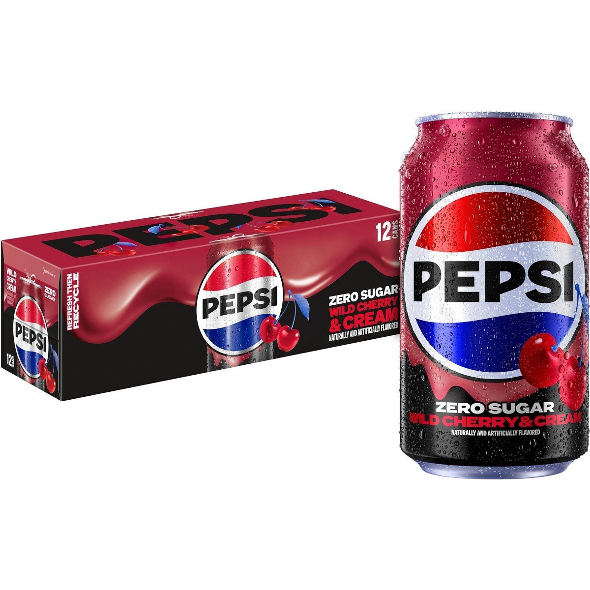 GUEST_a5a28318-279f-4d6c-a852-1a553cc1dd66.jpg Pepsi Wild Cherry & Cream Zero Sugar Soda - 12pk/12 fl oz Cans - Image 1