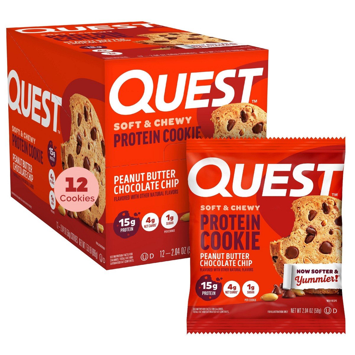 GUEST_a5abb5a9-3bdb-438b-856b-b89636f06c85.jpg Quest Nutrition Protein Cookie - Peanut Butter Chocolate Chip - 12ct: Ready to Eat, 16g Protein Per Serving, 1.53 Oz - Image 1