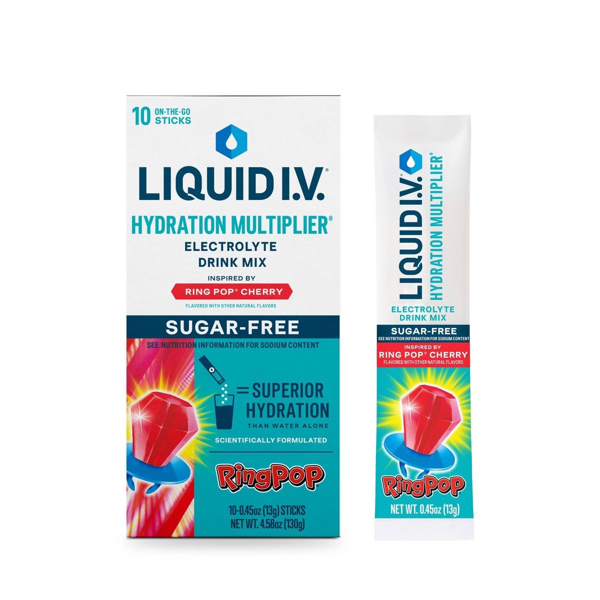 GUEST_a5b144ff-95b4-4725-9c80-487016e95f3e.jpg Liquid I.V. Ring Pop Cherry Sugar Free Hydration Multiplier Sports Drink - 10ct: Powdered, Non-Caffeinated - Image 1